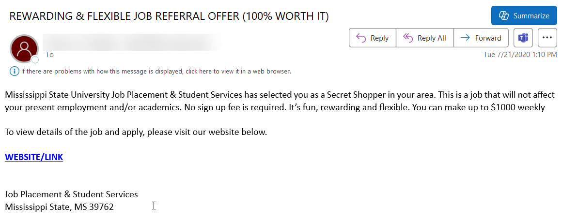 phishing email